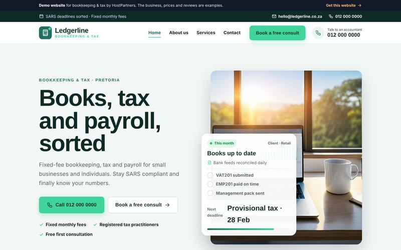 Preview of a website for bookkeeping & tax