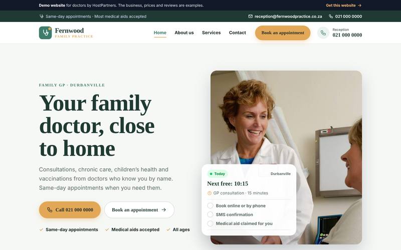 Preview of a website for doctors