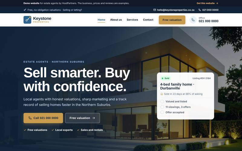 Preview of a website for estate agents