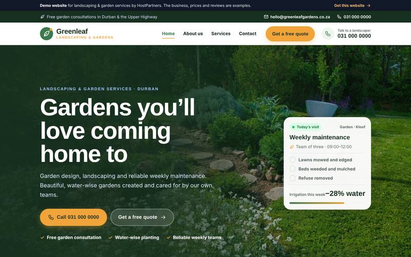 Preview of a website for landscaping & garden services