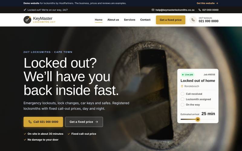 Preview of a website for locksmiths