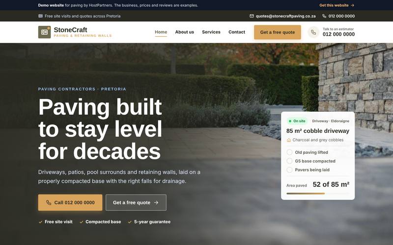 Preview of a website for paving