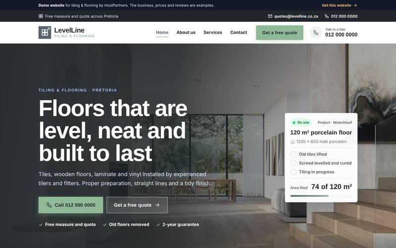 Preview of a website for tiling & flooring