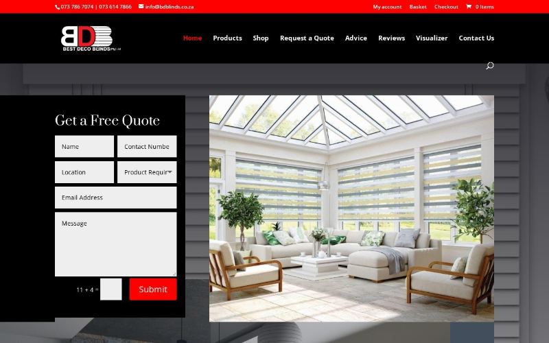 BD Blinds website