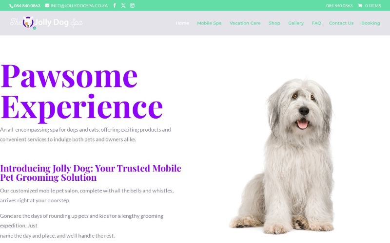 Jolly Dog Spa website