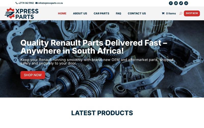 Xpress Parts website